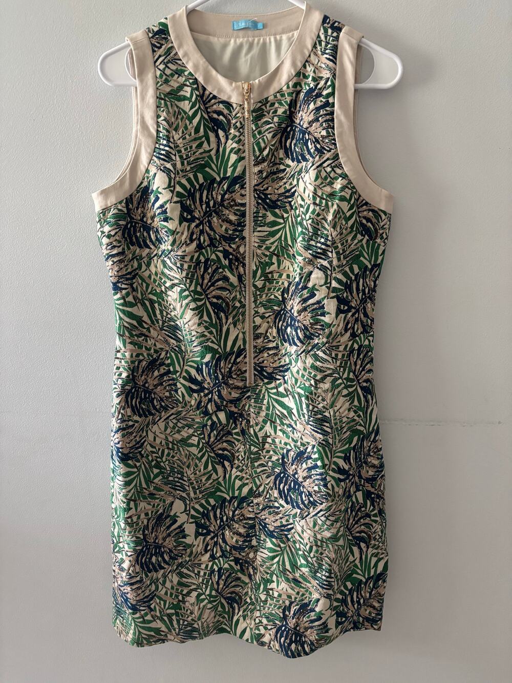 J. McLaughlin Womens Jaquard Botanical Sandra Dress Size 8 Sleeveless Sheath